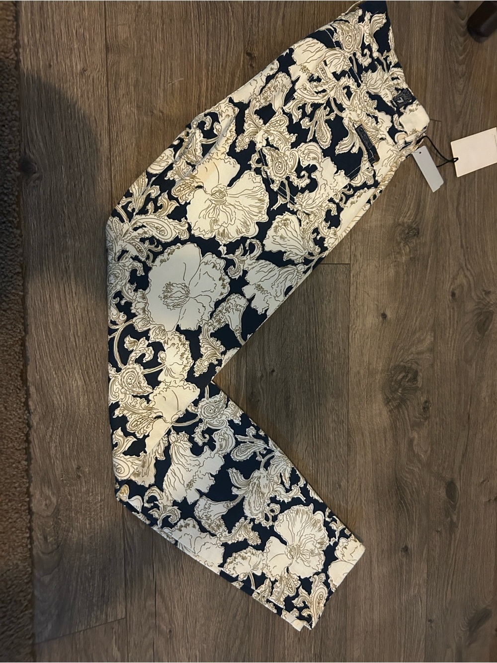 7 For All Mankind Navy and Cream Floral Jeans